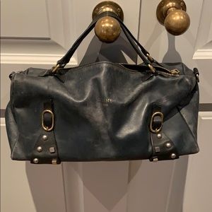 Authentic Celine leather handbag in blue leather